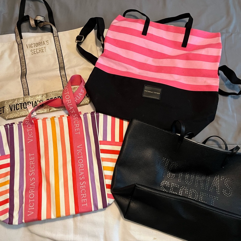 Victoria's Secret Pink and Black Tote Bags